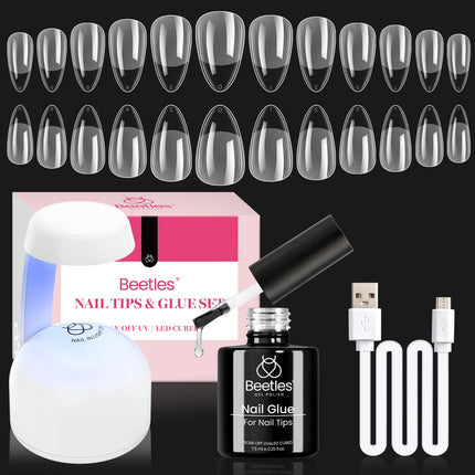 Soft Gel Nail Tips Short Almond 288pcs in 12 Sizes Etch-X