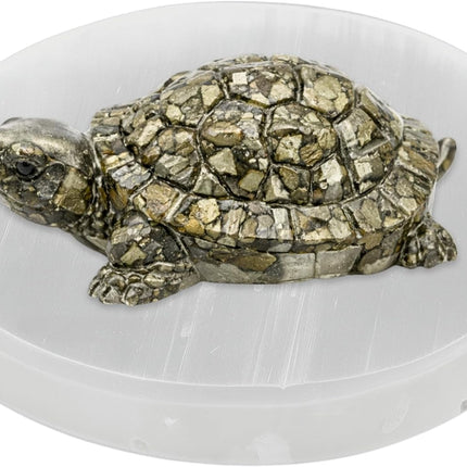 Amazing Gemstone Natural Pyrite Tortoise Turtle Figurine | Feng Shui Wealth & Good Luck Turtle | Prosperity & Positive Energy Crystal Healing Home Decor Gift