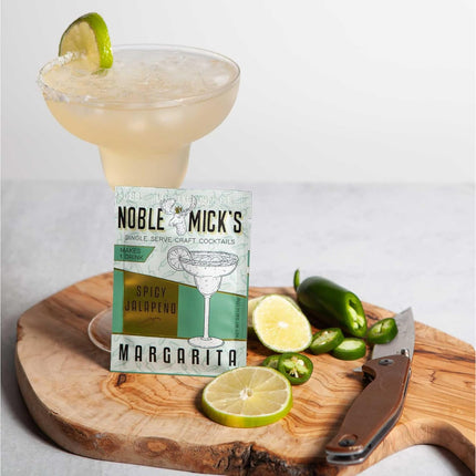 Noble Mick's Easy Delicious Refreshing Ready To Use For A Party, Celebration, or Happy Hour, Single Serve Craft Cocktail Mix, Spicy Jalapeno Margarita, 4 Pack