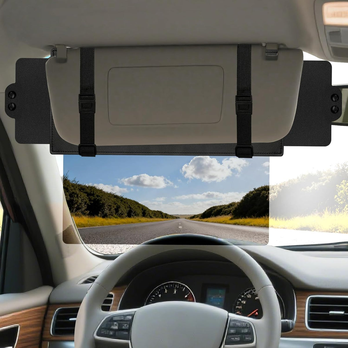 Sun Visor Extender for Car (Polarized, UV400, PC Lens, 2 Side Sunshade), Car Visor Extender Sun Blocker, Visor Extender