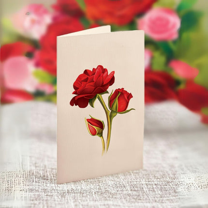 Freshcut Paper Pop Up Cards, Blooming Roses, 12 Inch Life Sized Forever Flower Bouquet 3D Popup Greeting Card, Anniversary Cards, Blank Notecard & Envelope