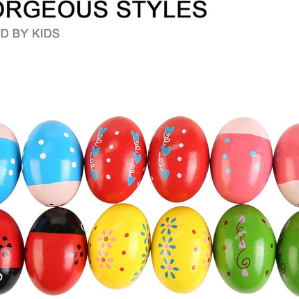 12Pcs Wooden Egg Shakers Hand Musical Maracas Percussion Instruments