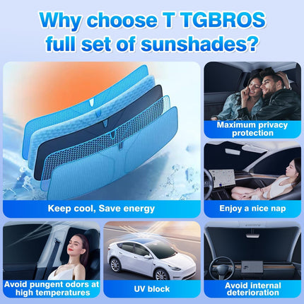 Window Shades for Tesla Model Y Juniper 2025 2026 Windshield Side Rear Window Full Set Blackout Privacy Sunshades for Model Y Accessories Foldable Black Out Window Cover 8PCS