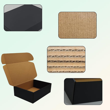 13x9x4 Black Shipping Boxes Set of 20, Corrugated Cardboard Mailers for Product Packaging & Mailing, Recyclable Small Business Shipping Supplies, Gift Boxes for Holiday Birthday Wedding Favors