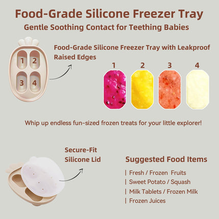4-Pack Anti-Drop Baby Fruit Feeder Set with Mini Freezer Tray for Teething - photo 5