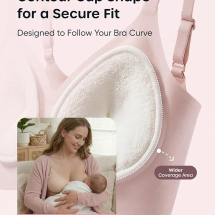 Nuliie Reusable Nursing Pads 14 Pack (7 Pairs), Contour Cup Shape for Better Coverage, Ultra Thin Breast Pads for Leaking Milk, Washable Breastfeeding Pads with Laundry Bag & Wet Bag