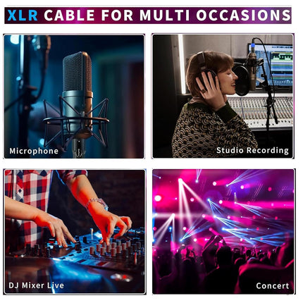 XLR Cables, Microphone Cables 25ft 6 Pack Male to Female 3 Pins