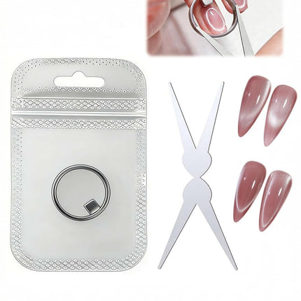New Ring-Shaped Cat Eye Magnet for Nails,Strong Nail Magnet Tool,Y & Rin-gMagnet(Wide Beam,Heart,French),Portable Hollow Circular Cat Eye for Home DIY, Beginners & Nail Artists (Ring + French magnet)