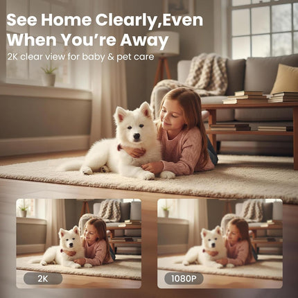 Indoor Camera for Pet & Baby Monitoring, 2K Clear View, Motion Alerts & Night Vision, 2-Way Audio, Easy Setup Home Security Cam, Alexa & Google Home Compatible, 2.4G Wi-Fi only