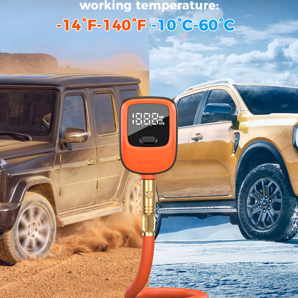 ETENWOLF T600 Digital Tire Pressure Gauge 0-250 PSI, ANSI B40.7 2A Grade High Precision(Plus-Minus 1%),Tire Gauge for Tire Pressure with Rubber Hose, Replaceable AA Batteries
