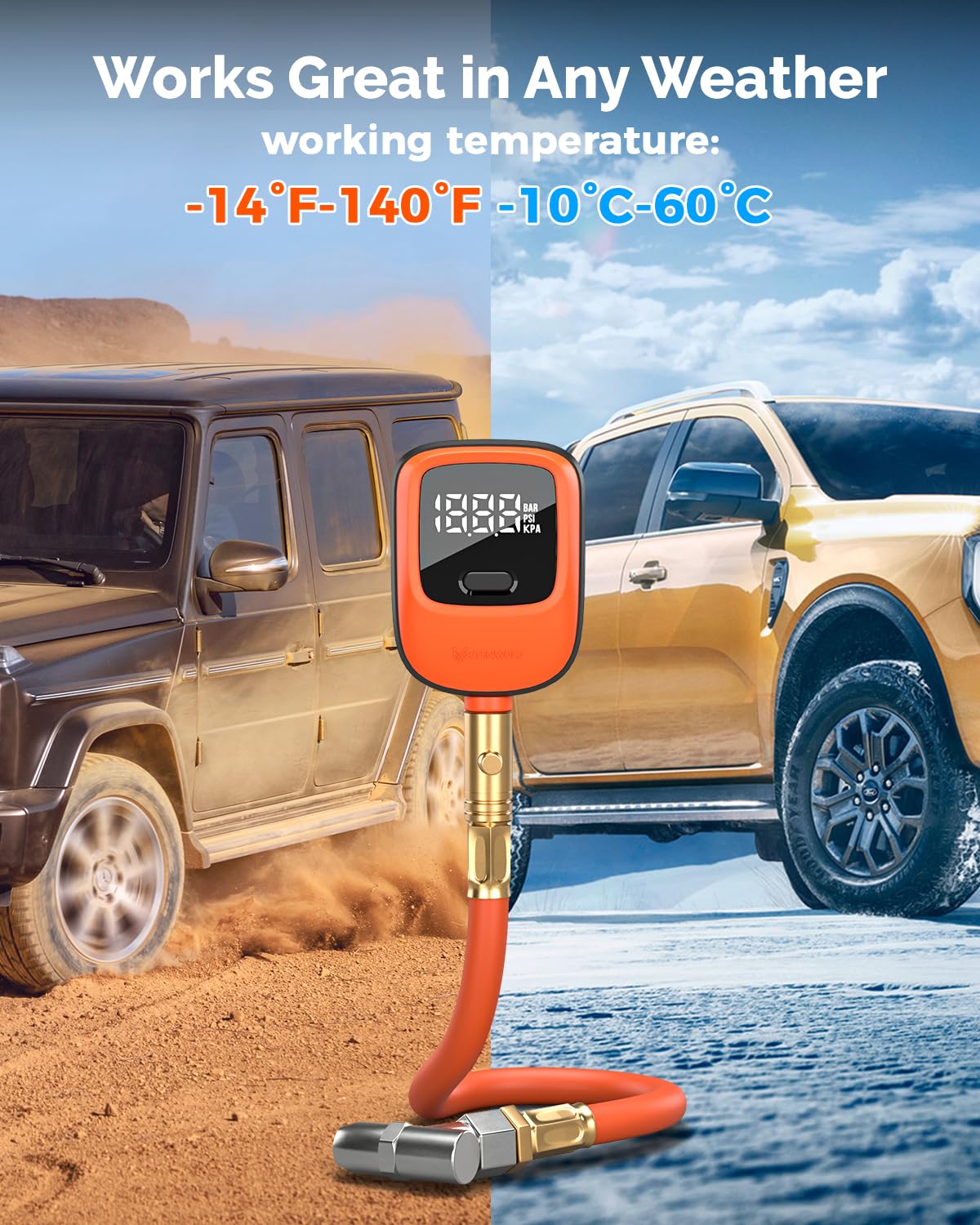 Digital Tire Pressure Gauge 0-250 PSI with Rubber Hose - photo 5