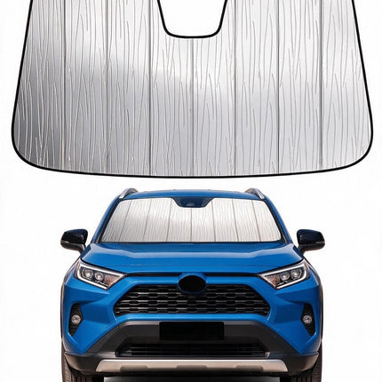 Windshield Sun Shade for Chevrolet Silverado/GMC Sierra 1500/2500HD/3500HD for 2019-2026, Foldable 3-Layer High Reflective Silver Sunshade, Blocks UV Rays & Reduces Cabin Heat