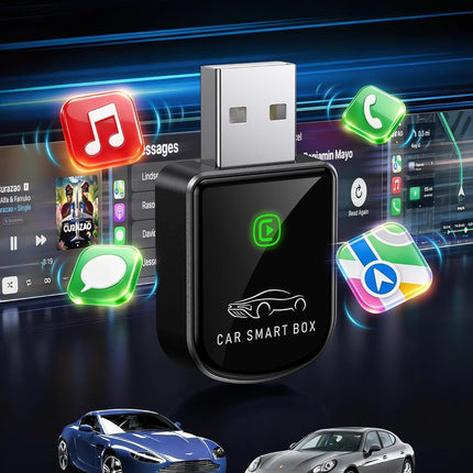 Wireless Carplay Adapter for iPhone Latest Upgrade, Tiny Bluetooth Dongle Convert Wired to Wireless for Apple Car Play Plug & Play, Zero-Lag Auto-Connect GPS Works With 2016+ Cars (Jet Black)