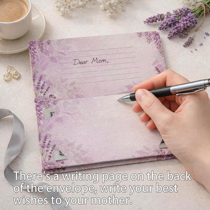 Mothers Day Money Envelope for Cash Gifts,7.1X3.5inch Mom Birthday Card with Butterfly Envelope, Money Holder with 6 Slots, Writable Back with Surprise Gift Idea for Mom (Purple Lavender)