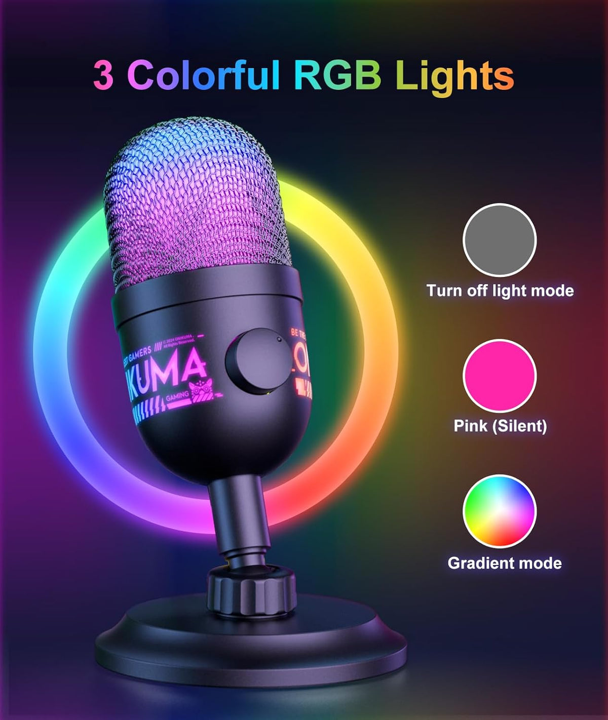 USB Gaming Microphone, RGB Condenser Mic for PC PS4 PS5 Mac - photo 5