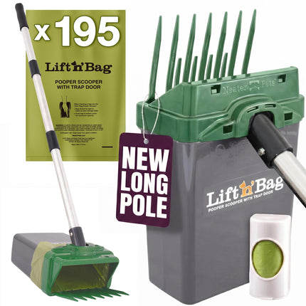 Lift N' Bag Dog Pooper Scooper with 22" Pole, 15 Bags