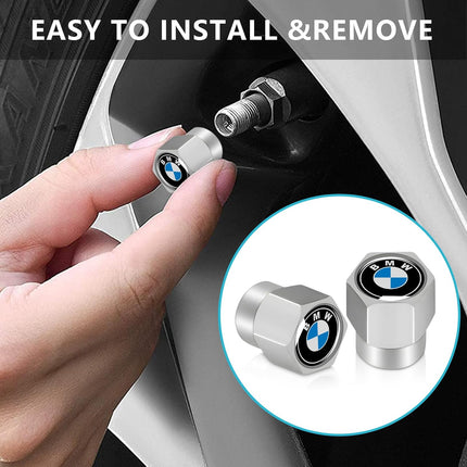 Tire Valve Stem Caps for BMW M X1 X3 M3 M5 X1 X5 X6 Z4 3 5 7 Series Metal Car Wheel Air caps Auto Valve Stem Caps Accessories 4 Pcs Silver