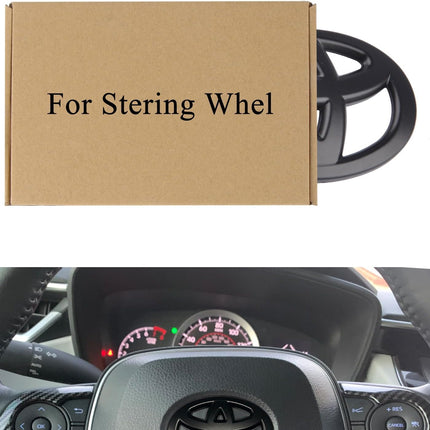 Steeering Wheeel Emblem Overlay Universal Fit for Toyota Tacoma Tundra 4Runner Camry Rav4 Corolla Highlander Accessories with Strong Adhesive 033012 Matte Black 1Pc