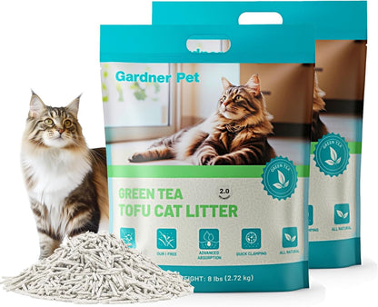 Natural Tofu Cat Litter with Green Tea Extract - [2026] Fast Absorbing & Strong Clumping, Low Dust Cat Litter for Odor