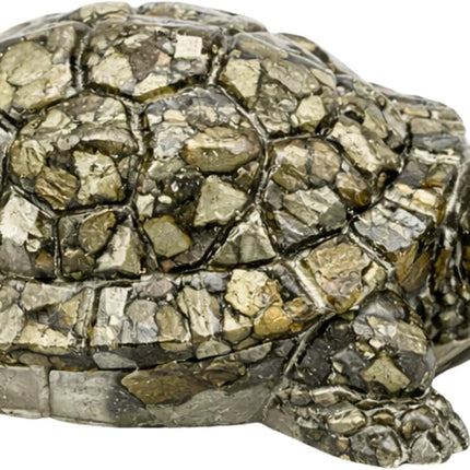 Amazing Gemstone Natural Pyrite Tortoise Turtle Figurine | Feng Shui Wealth & Good Luck Turtle | Prosperity & Positive Energy Crystal Healing Home Decor Gift