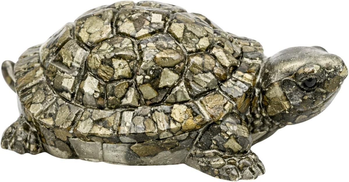 Natural Pyrite Tortoise Turtle Figurine for Feng Shui Wealth & Good Luck