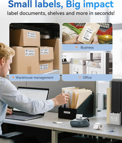 Label Maker Machine, Thermal Label Printer Easy to Use for Office, Home, Business, Came with 1 Roll - photo 4