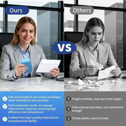 Rechargeable Electric Letter Opener Mail Opener Letter Openers Envelope Slitter Automatic Letter Opener Portable & Safe Blade Design, Universal Envelope Efficient Tool for Office Home (Blue)