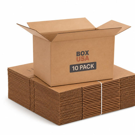 Cajas de mudanza resisten 65lbs, 18"L x 14"W x 12"H (paquete de 10) medianas - caja de cartón corrugado para envío, correo, empaque, embalaje y almacenamiento