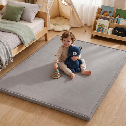 Ultra Soft Baby Play Mat for Floor, 50"x50" Playpen Mat, 1.3" Thick Memory Foam, Non-Slip Tummy Time Mat for Infants, Toddlers, and Kids – Water-Repellent Coral Velvet, Easy Care