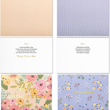 EACYART Mothers Day Cards Assortment, 20 Pack Mother’s Day Cards Boxed with Envelopes & Stickers, Bulk Cute Gold Foil Card for Mom