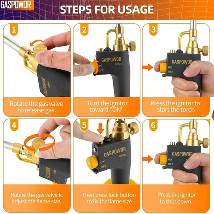 High Intensity Propane Torch Head Fuel by Propane, MAPP, Welding Torch, Turbo Gas Torch Kit, Trigger Start Mapp Gas Torch Kit with Igniter,Propane torch,Blow Torch(Fuel Not Included)
