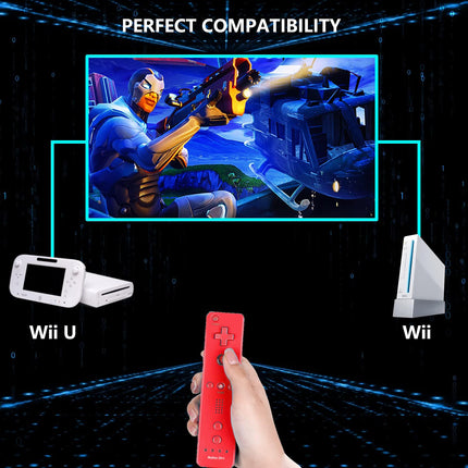 Remote Controller for Wii/Wii U with Motion Plus, with Silicone Case and Wrist Strap (4 Pack, Green, Yellow, Blue, Red)