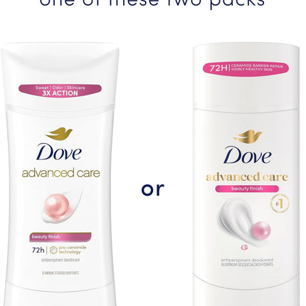 Dove Advanced Care Antiperspirant Deodorant Stick Beauty Finish for Helping Repair Skin Barrier After Shaving, with 72-Hour Sweat & Odor Protection, 2.6 oz
