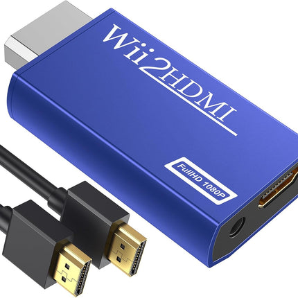 GANA Wii to HDMI Converter Adapter with Hdmi Cable Connect Wii Console to HDMI Display in 1080p Output Video with 3.5mm Audio Supports All Wii Display Modes Blue