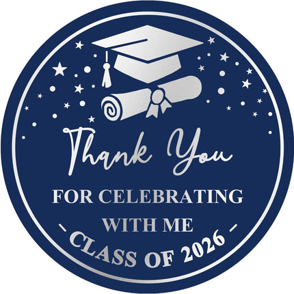 Graduation Stickers 2026 Thank You Class of 2026 Stickers, 60PCS 2 Inch Round Envelope Seals for Graduation, for Envelopes, Invitations, Party Favors, Gift Wrapping Decorations