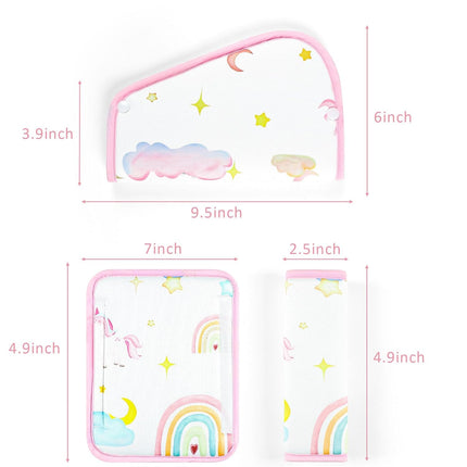 Kids Seat Belt Cover Pads, Soft Seat Belt Adjuster for Kids, Pea Pod Children Universal Shoulder & Belly Protective Padding, Breathable Car Seat Strap Cushion Covers for Boys Girls (Unicorn)