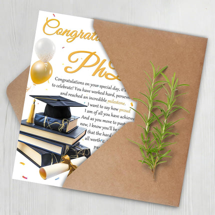 PhD Graduation Card, Congratulations Cards for Doctoral Student, Doctorate Graduation Gift for Son, Daughter, Friends