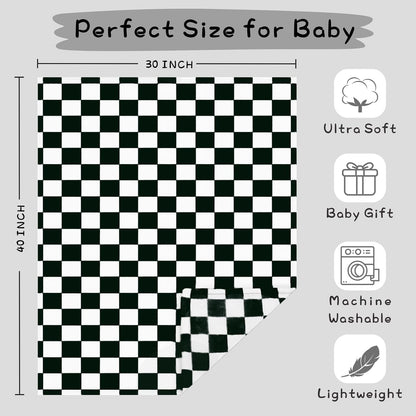 Checkered Baby Blanket Fleece Baby Blankets for Boys Girls, Ultra Soft Cozy Fluffy Infant Toddler - photo 4