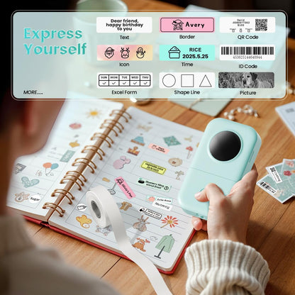 Label Maker, Portable Bluetooth Label Maker Machine with Tape, Small Mini Label Printer, Multiple - photo 3