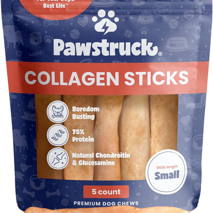 Pawstruck Natural 5-7" Beef Collagen Sticks for Dogs – Long-Lasting Rawhide Alternative, High Protein & Low Fat with Chondroitin & Glucosamine – 5 Pack