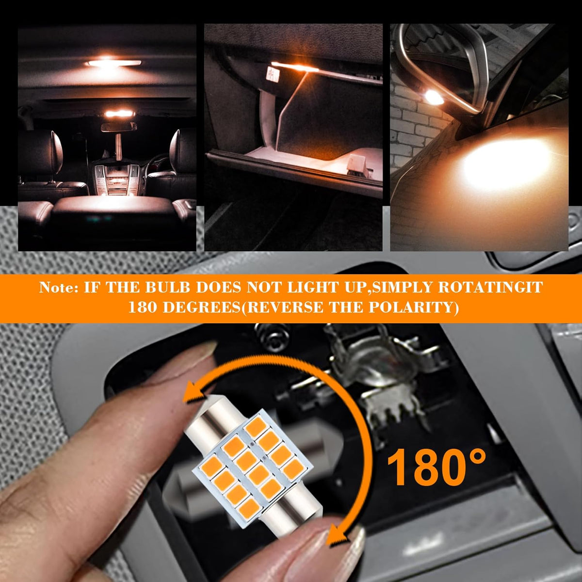 24 Pieces Dome Light LED Car Interior Bulb Kit Set 194 T10 DE3175 578 31mm 42mm Bulbs Interior - photo 4