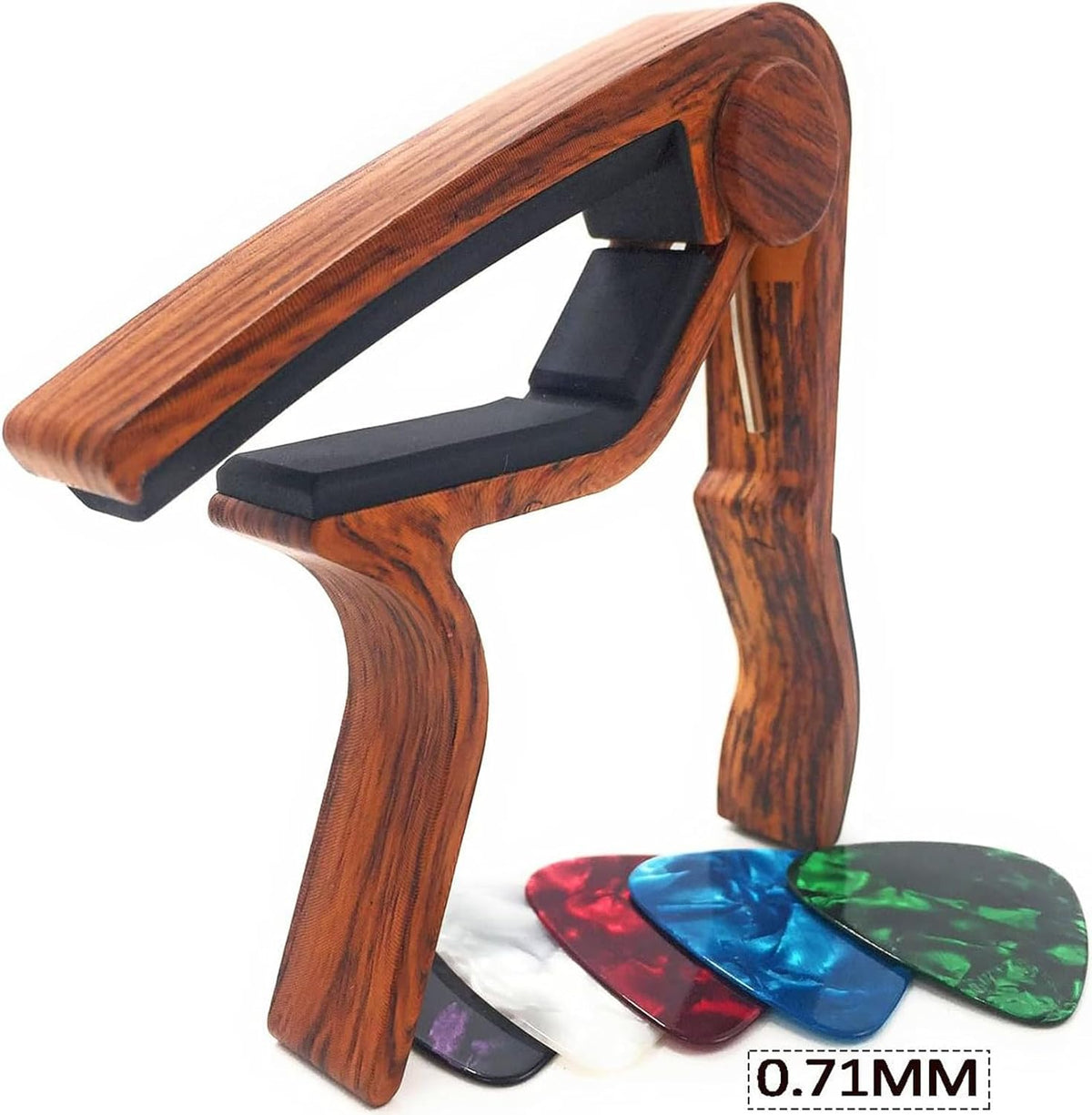 Guitar Capo for Acoustic and Electric Guitars - Rosewood Color with 5 Picks - photo 2