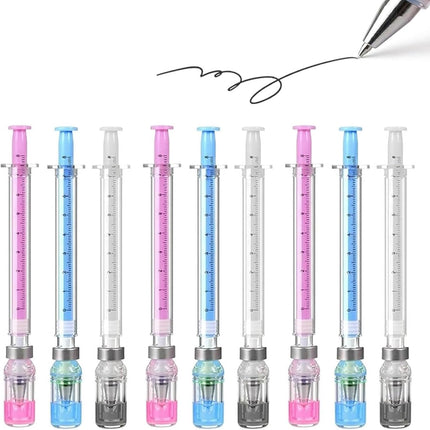 9 Pack Syringe Shaped Ink Pens, 2026 New Creative Syringe Shaped Gel Ink Pens for Funny,Nurse Accessories for Work and Nursing School Supplies, 0.38mm Black Neutral Pen