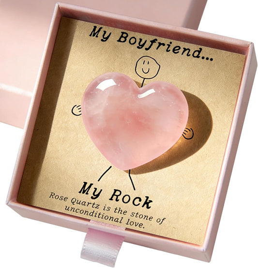 Rose Quartz Heart Pocket Hug Gift for Boyfriend