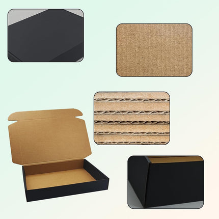 12x9x2 Black Shipping Boxes Set of 24, Corrugated Cardboard Mailers for Product Packaging & Mailing, Recyclable Small Business Shipping Supplies, Gift Boxes for Holiday Birthday Wedding Favors