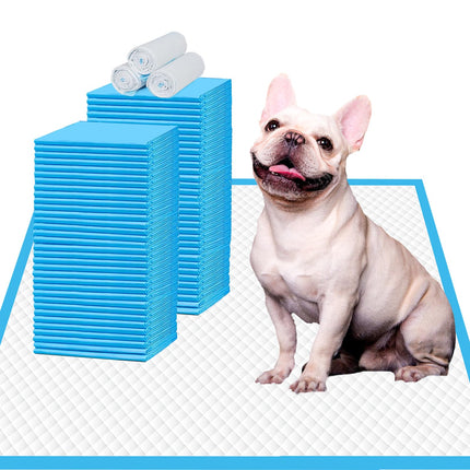 Tapetes para cachorros 22"x23" 100 unidades | Tapetes de entrenamiento para perros a prueba de fugas de 6 capas y súper absorbentes | Tapetes desechables para baño de cachorros, perros, gatos y conejos | Azul y blanco