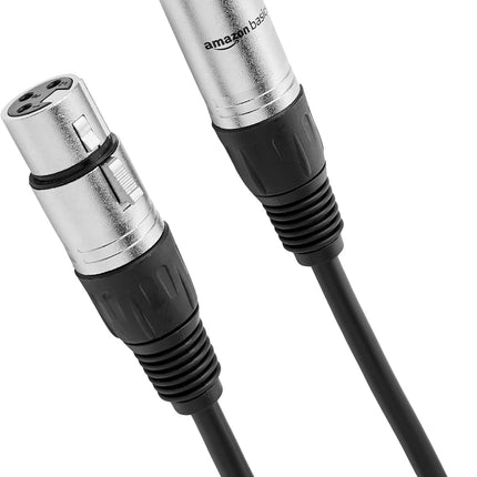 Amazon Basics XLR Male to Female Microphone Cable for Speaker or PA System, Recording Studio, All Copper Conductors, Low Noise Shielding, 6MM PVC Jacket, 6 Foot, Black