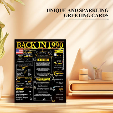 Joycard 36th Birthday Card for Women Men, 3D Pop Up Happy Birthday Gift for Her Him, Funny 36 Year Old Birthday Decorations for Wife Husband, Back in 1990 Laser Gold Retro Theme