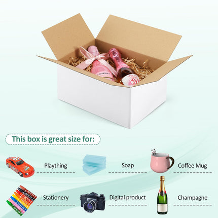 10x7x5-Small-Shipping-Boxes-30-Pack-White-Corrugated-Box-Mailers, Cardboard Boxes for Packaging Small Business, Mailing