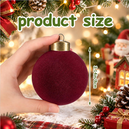 15 Pcs Velvet Christmas Balls, Burgundy
